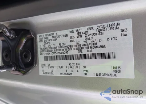 2018 Ford F-150 Xl из США, поврежденный, VIN 1FTEX1CP5JKC08056